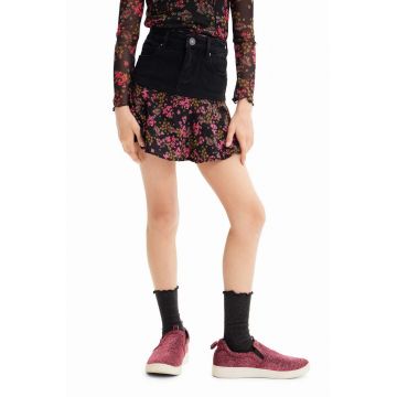 Desigual fusta fete culoarea negru, mini, evazati