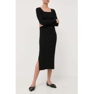 Max Mara Leisure fusta culoarea negru, midi, drept